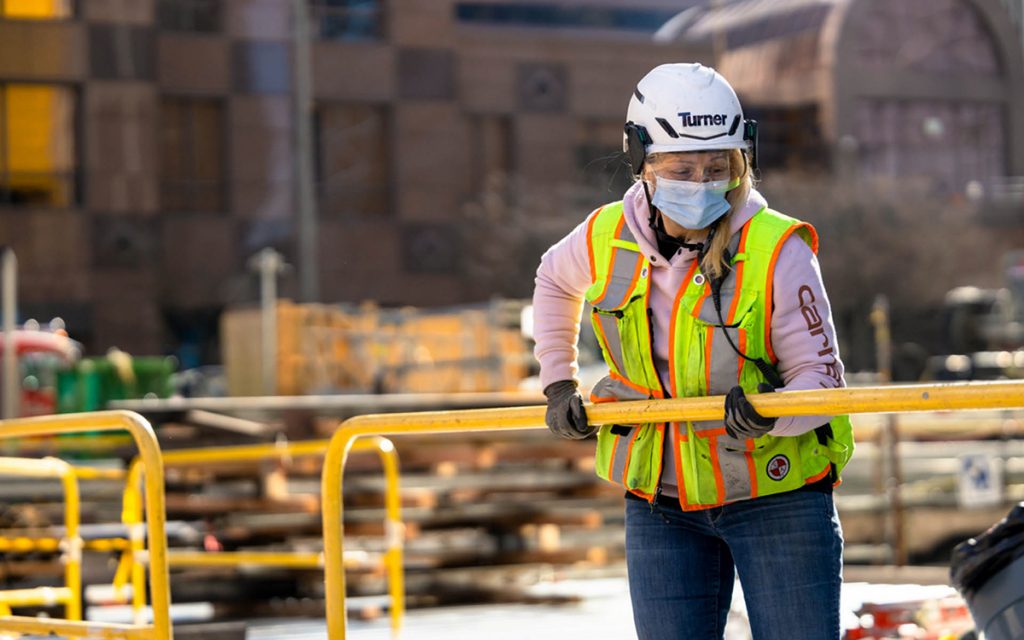 Female construction worker at work