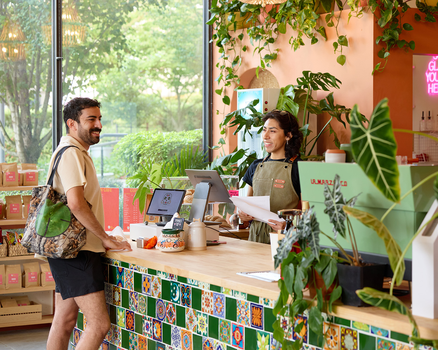 cafe calaveras interior with two people