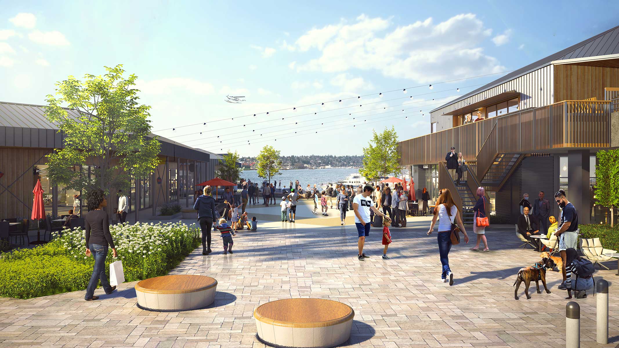 rendering of lake union piers plaza