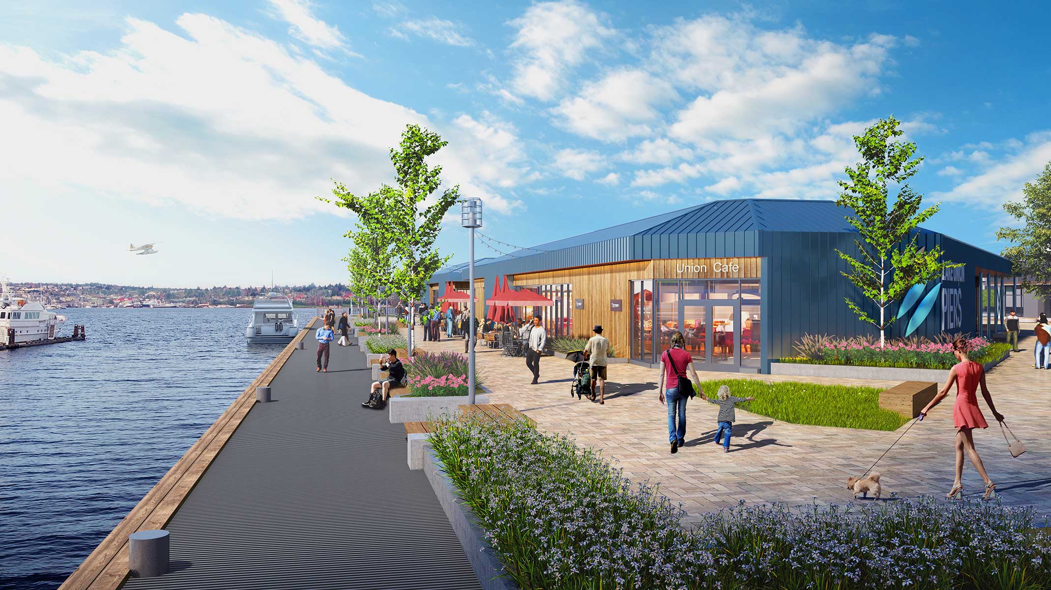 rendering of lake union piers promenade