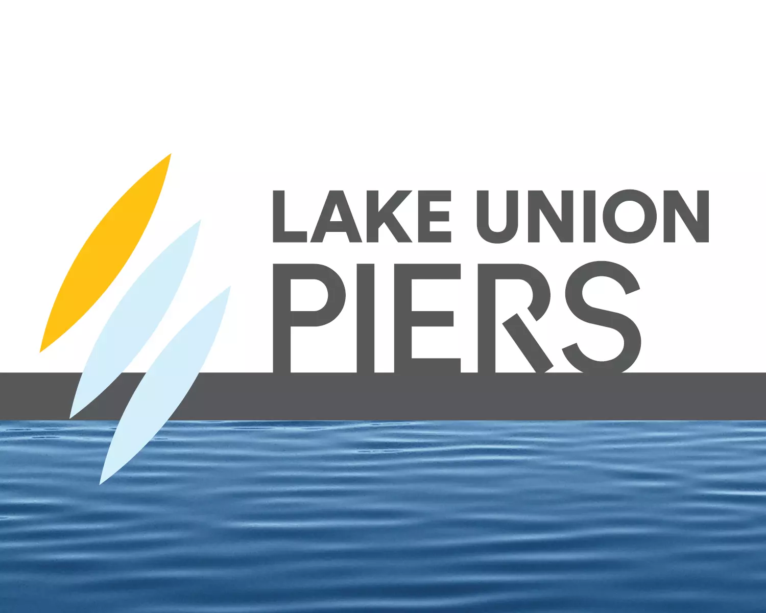 Lake Union Piers logo with water background