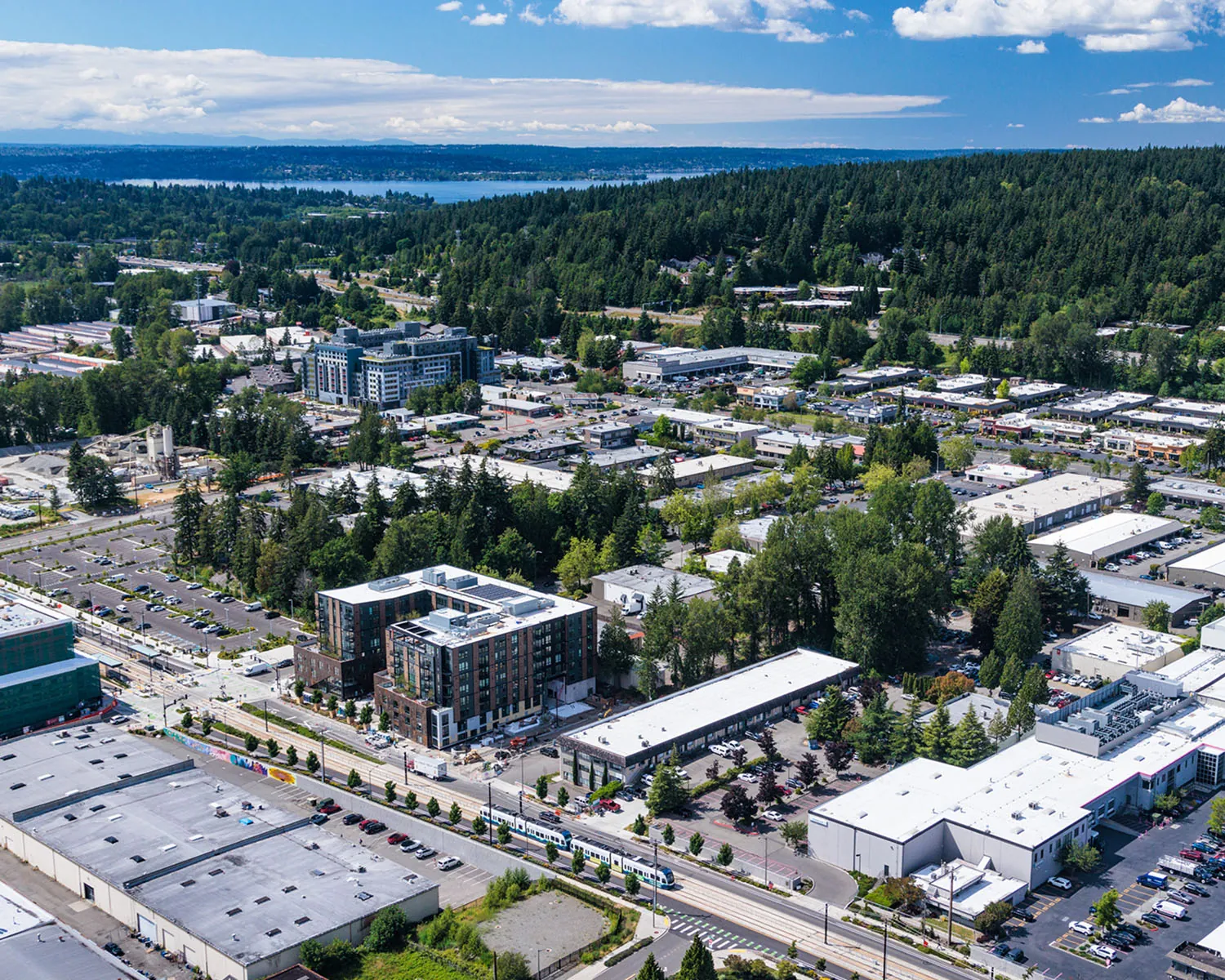 aerial view of ondina and light rail