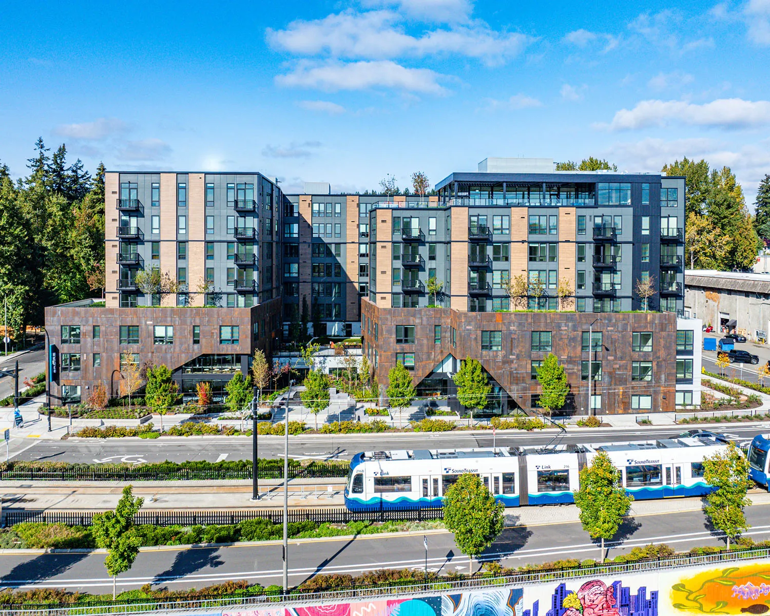 Ondina building with light rail in front