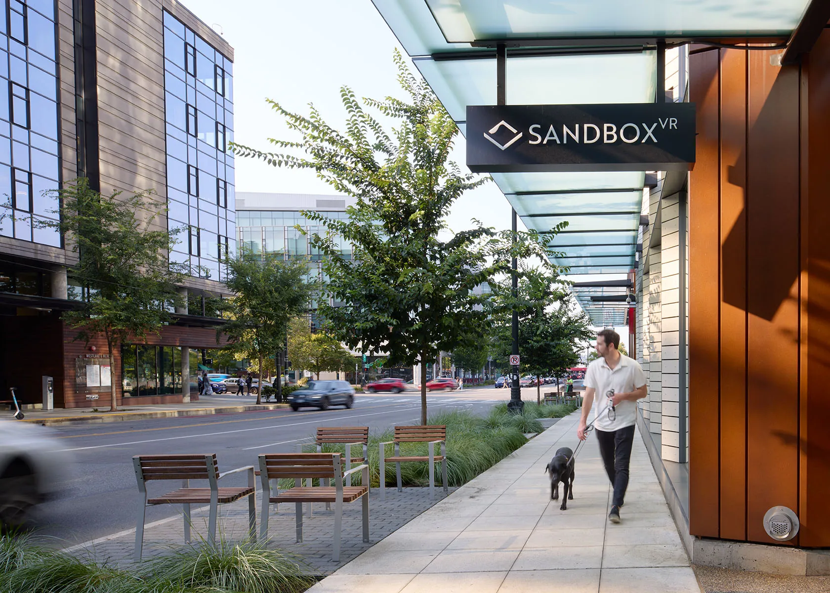 Sandbox VR entrance at 520 Westlake