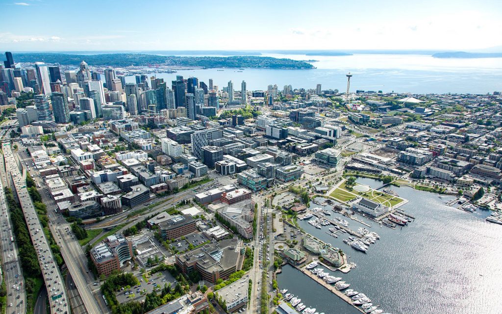 Aerial view of South Lake Union in 2019