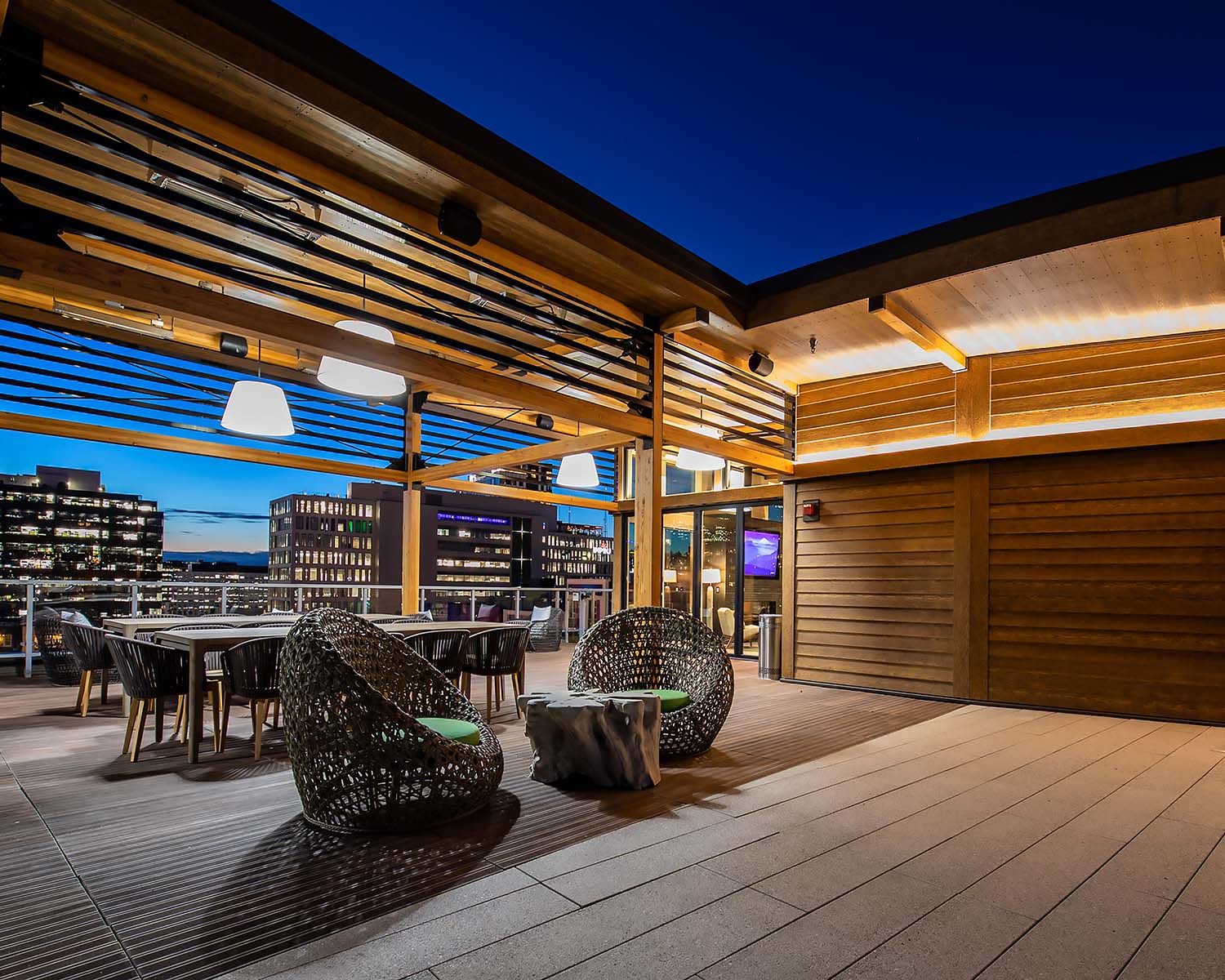 sitka rooftop deck at night