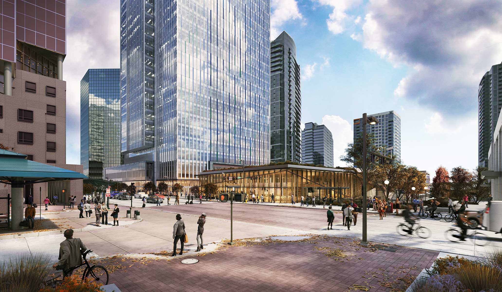 rendering of 555 tower from transit center