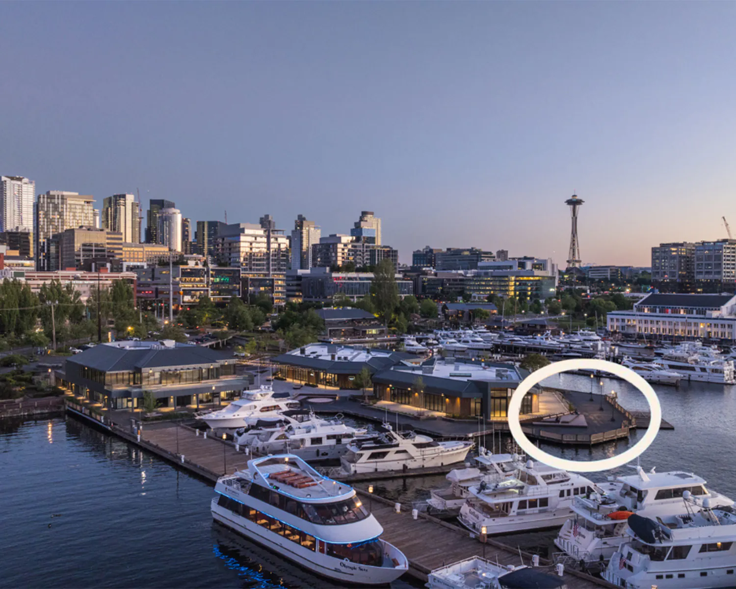 Lake Union Piers at dusk