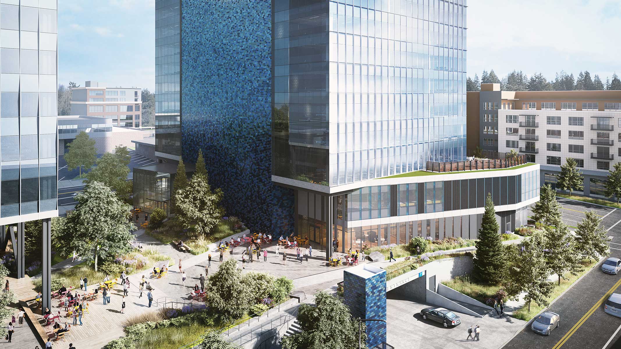 rendering of west main plaza